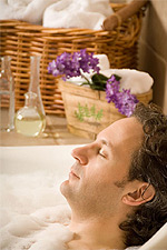 Man Taking Aromatic Bath