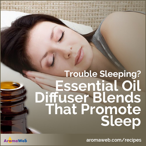Photo of a woman sleeping peacefully with text that says Diffuser Blends That Promote Sleep