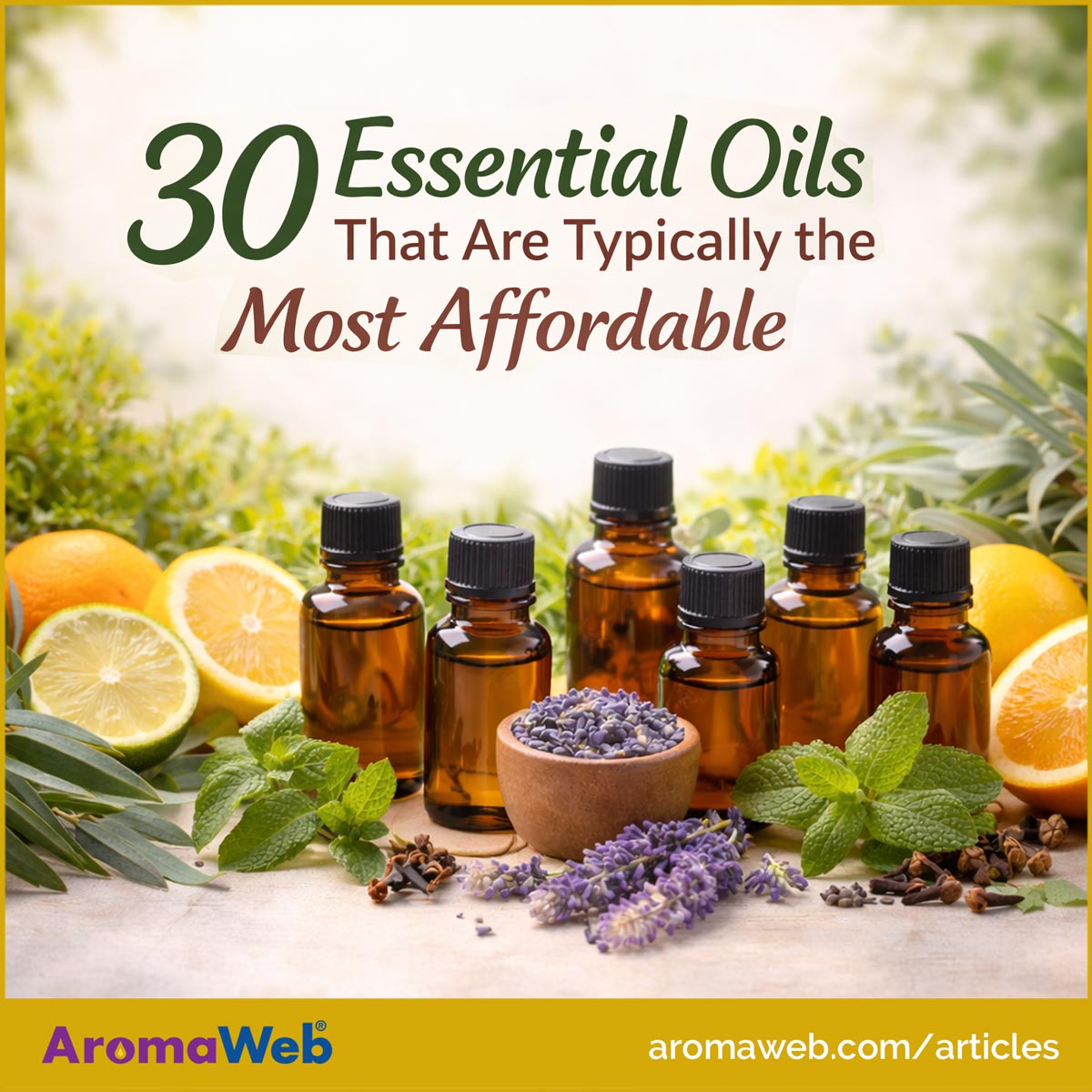 Guide to the top 30 essential oils that are typically the most affordable.